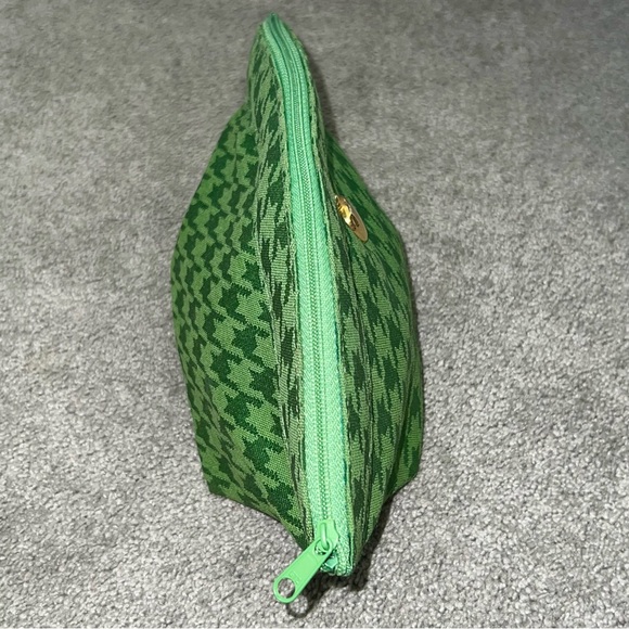 VTG Christian Dior 90’s Green Houndstooth Makeup Bag Cosmetic Case Pouch Clutch - Picture 7 of 10